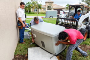installers-putting-a-new-whole-house-generator-in-place
